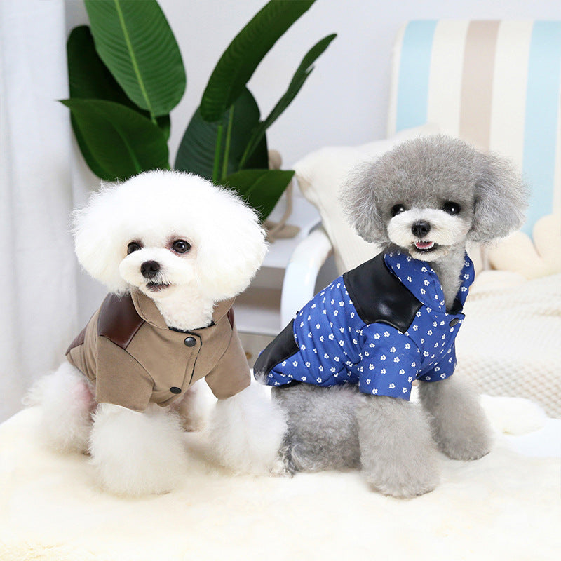Pet Flower Sling Rain Coat for Autumn or Winter Wear