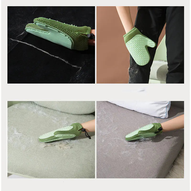 Luvas de silicone para massagem e escovas para remoção de pelos de animais
