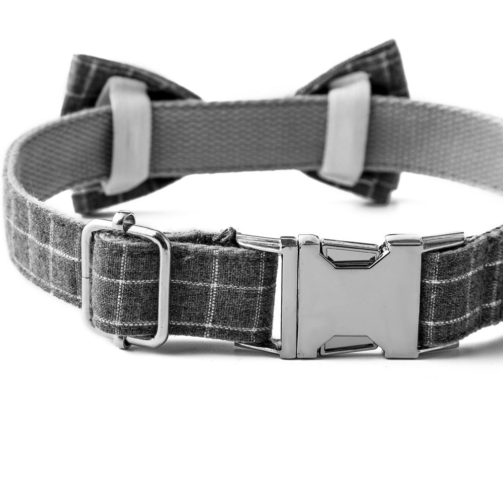 British Style Plaid Dog Collar with Alloy Socket (Size Variants)