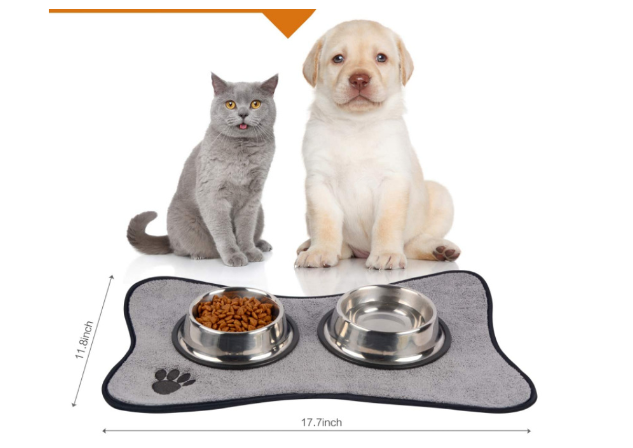 Tapete para comida de animais de estimação, antiderrapante e lavável para cães e gatos
