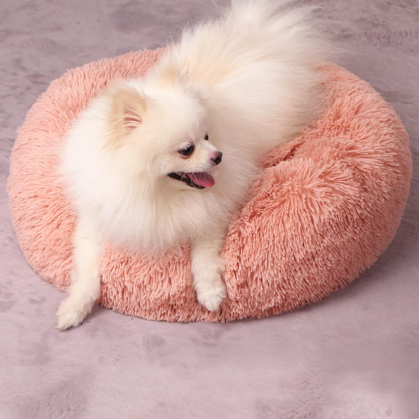 Cosy Round Plush Dog Beds for Small Dogs and Puppies