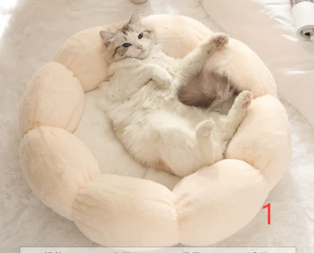 Calming Fluffy Flower Indoor Pet Bed (Colour Variants)