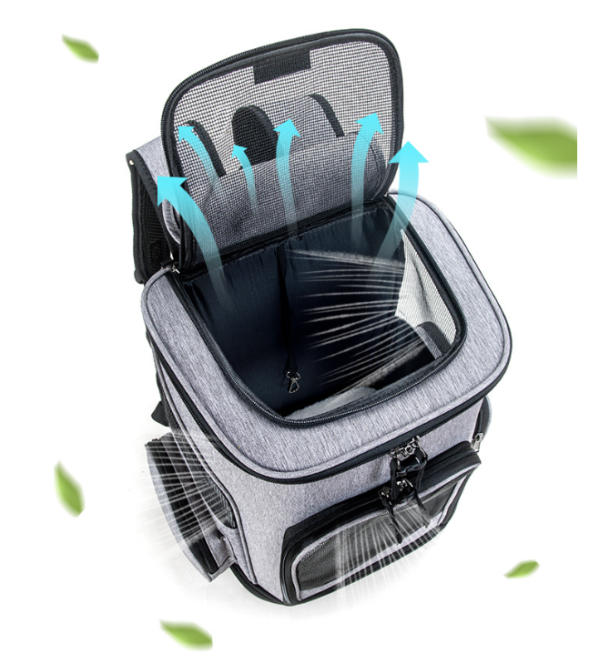 Grey Foldable Pet Backpack for Cats and Dogs