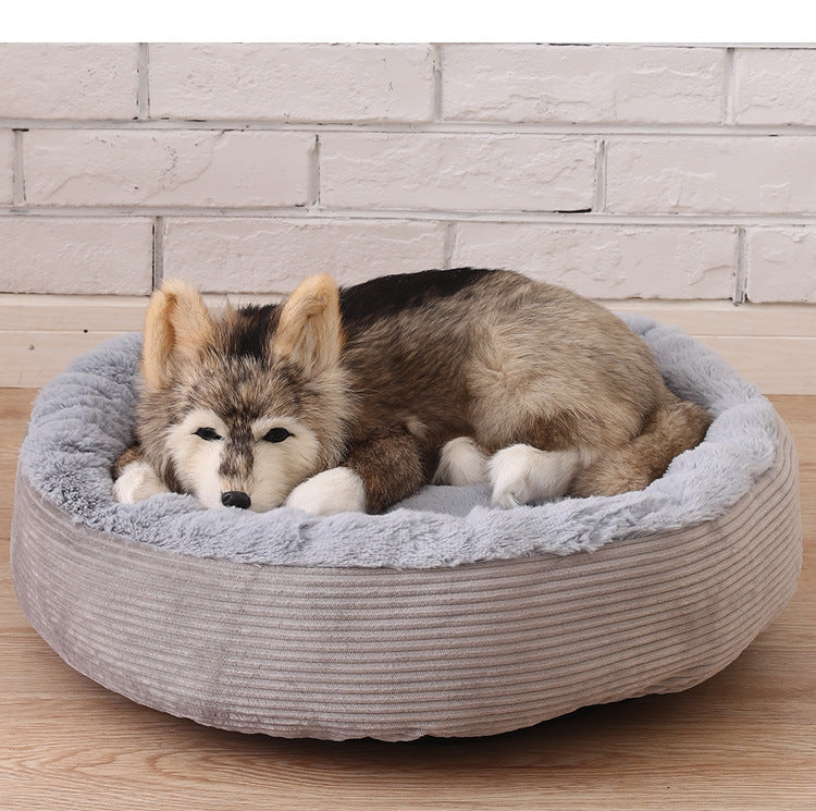 Thick Warm Round Pet Bed for Small Dogs and Cats (Colour Variants)