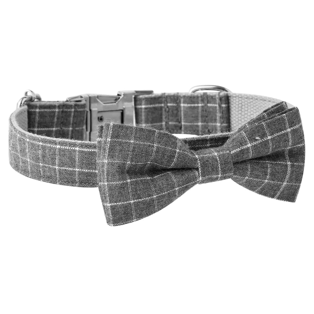 British Style Plaid Dog Collar with Alloy Socket (Size Variants)