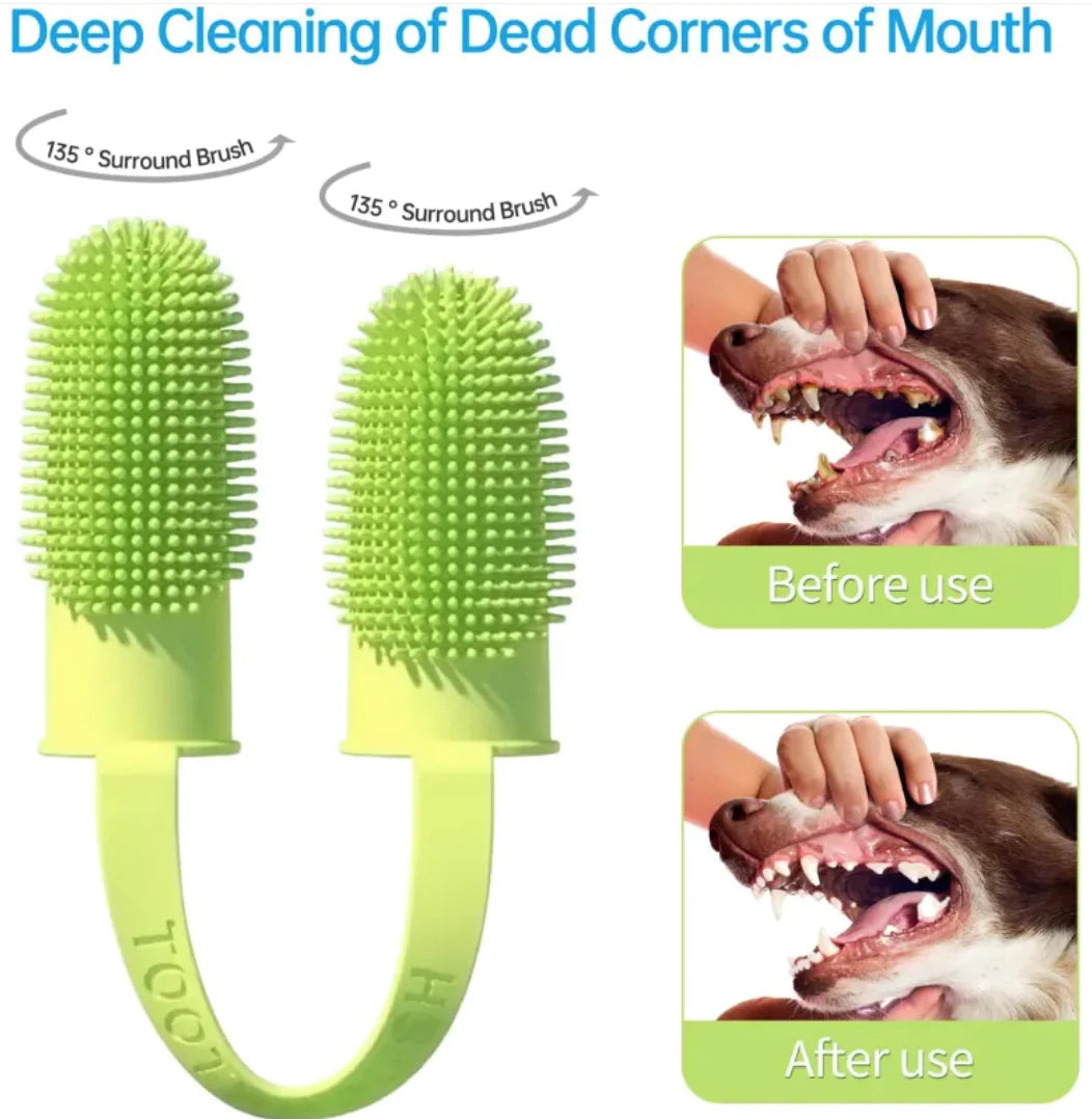 135° Surround Bristle Finger Toothbrush Kit for Pets