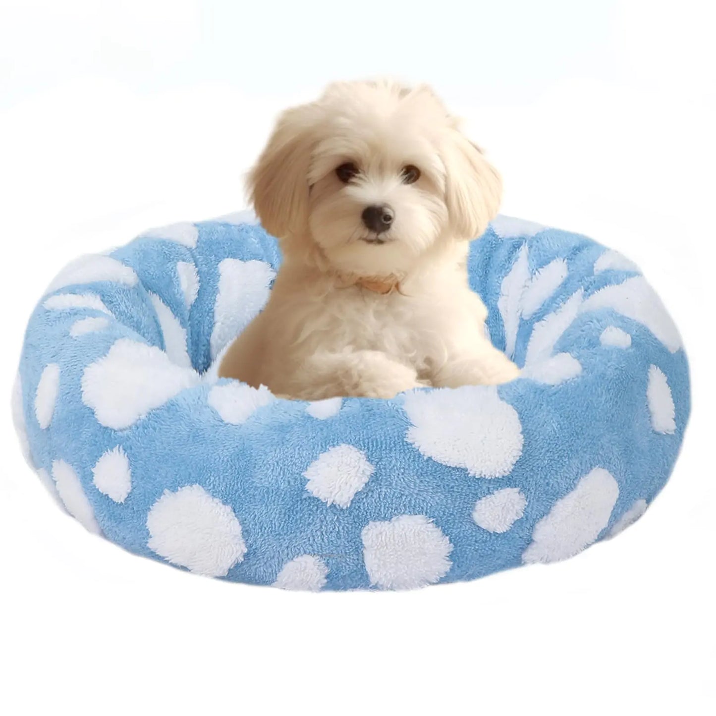 Anti-Slip Bottom Cute Puppy Washable Bed for Small Cats and Dogs (Blue 17" inches)