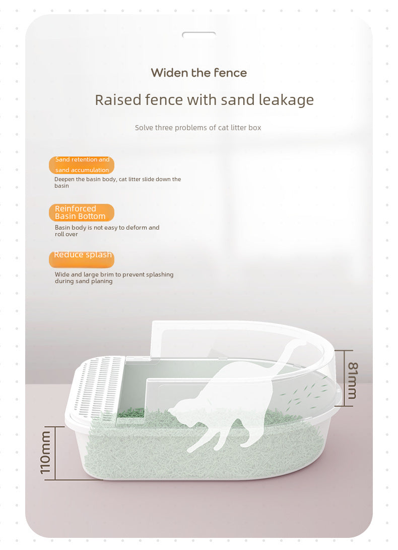Large Semi-Enclosed Cat Litter Box for Pets