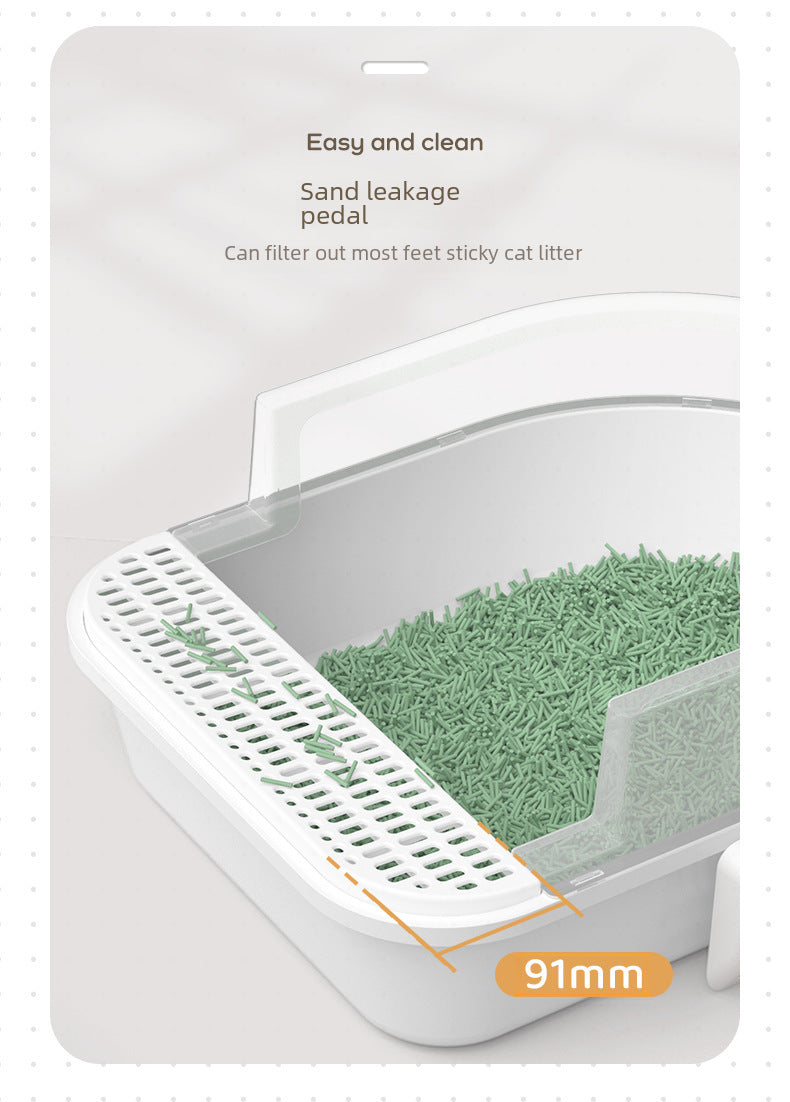 Large Semi-Enclosed Cat Litter Box for Pets