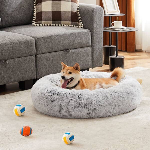 Cosy Round Plush Dog Beds for Small Dogs and Puppies
