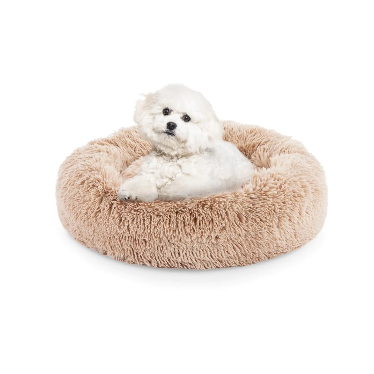 FluffyDream 24" Dog Bed - Round Donut Washable in Shag Fur