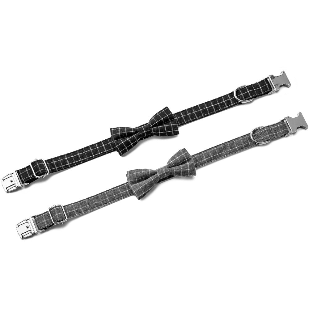 British Style Plaid Dog Collar with Alloy Socket (Size Variants)