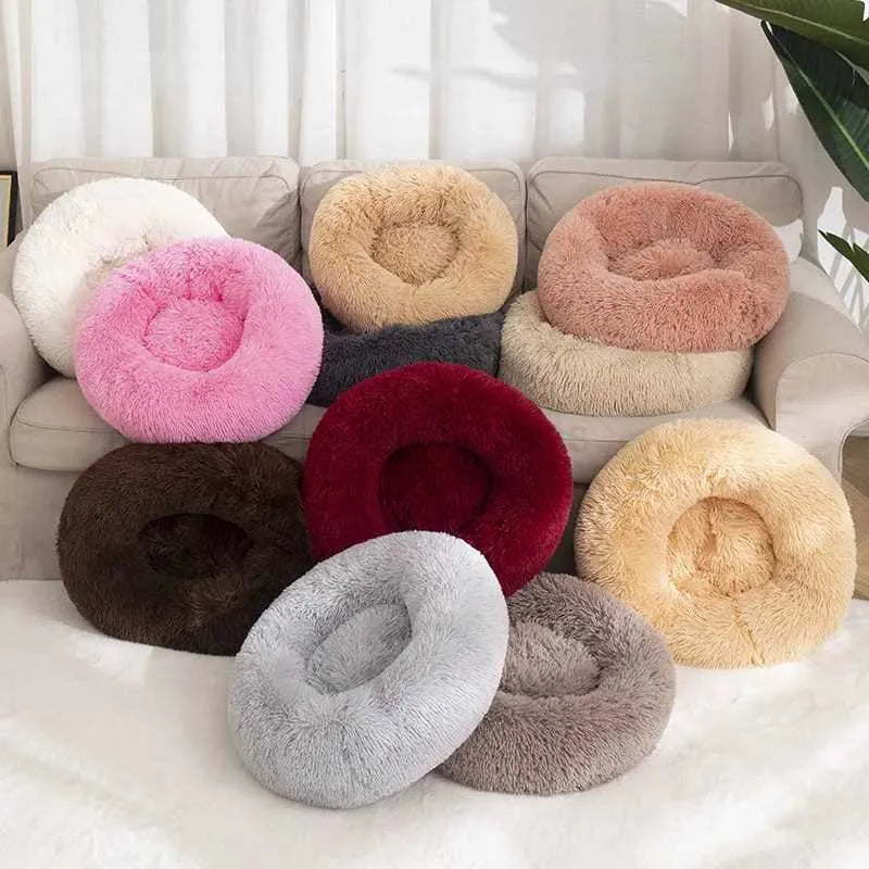 Cosy Round Plush Dog Beds for Small Dogs and Puppies