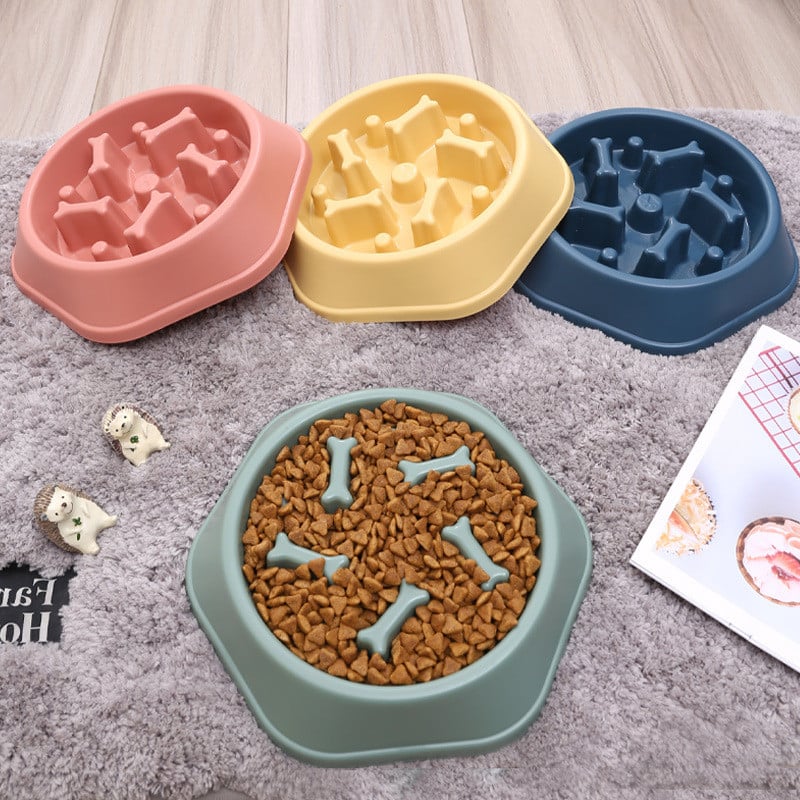 Home Style Bone Slow Feed Dog Bowl for Choking Prevention