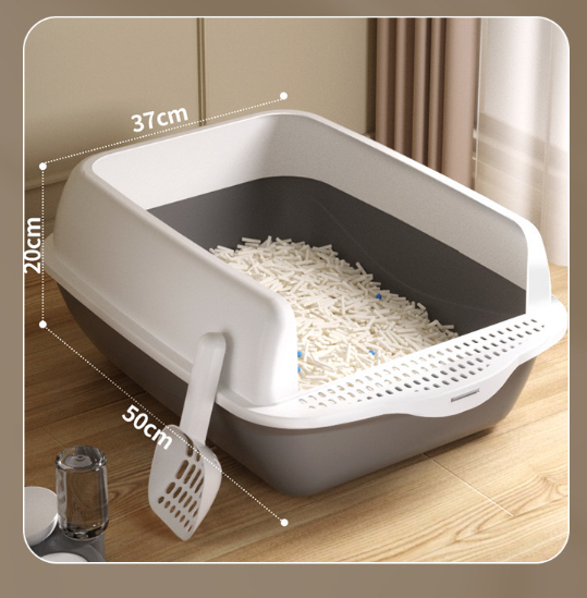 Large Semi-Enclosed Cat Litter Box with Removable Parts