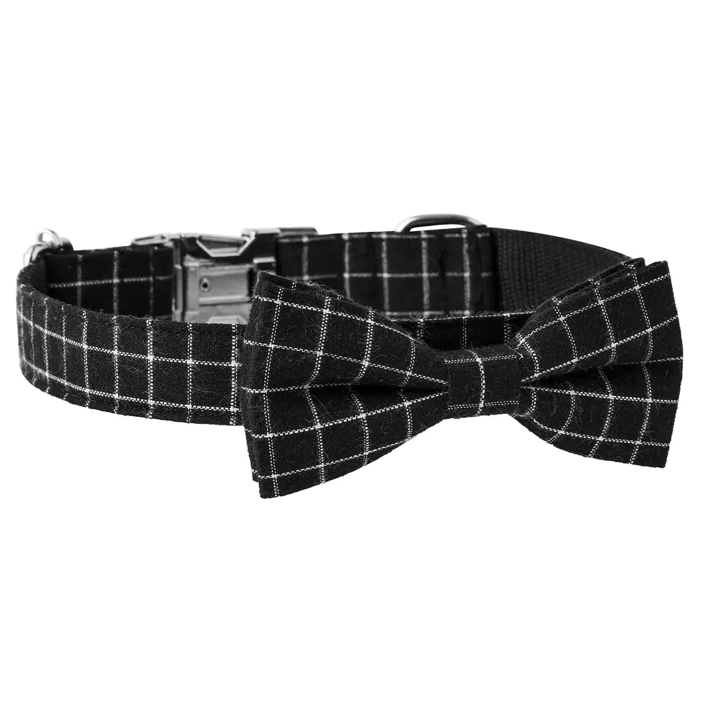 British Style Plaid Dog Collar with Alloy Socket (Size Variants)