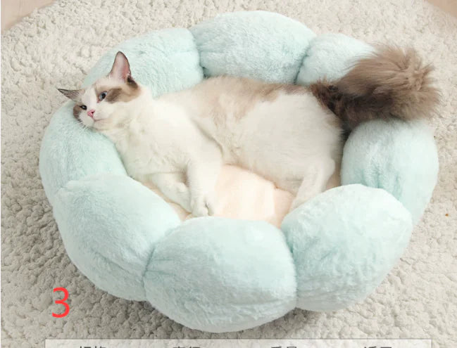 Calming Fluffy Flower Indoor Pet Bed (Colour Variants)