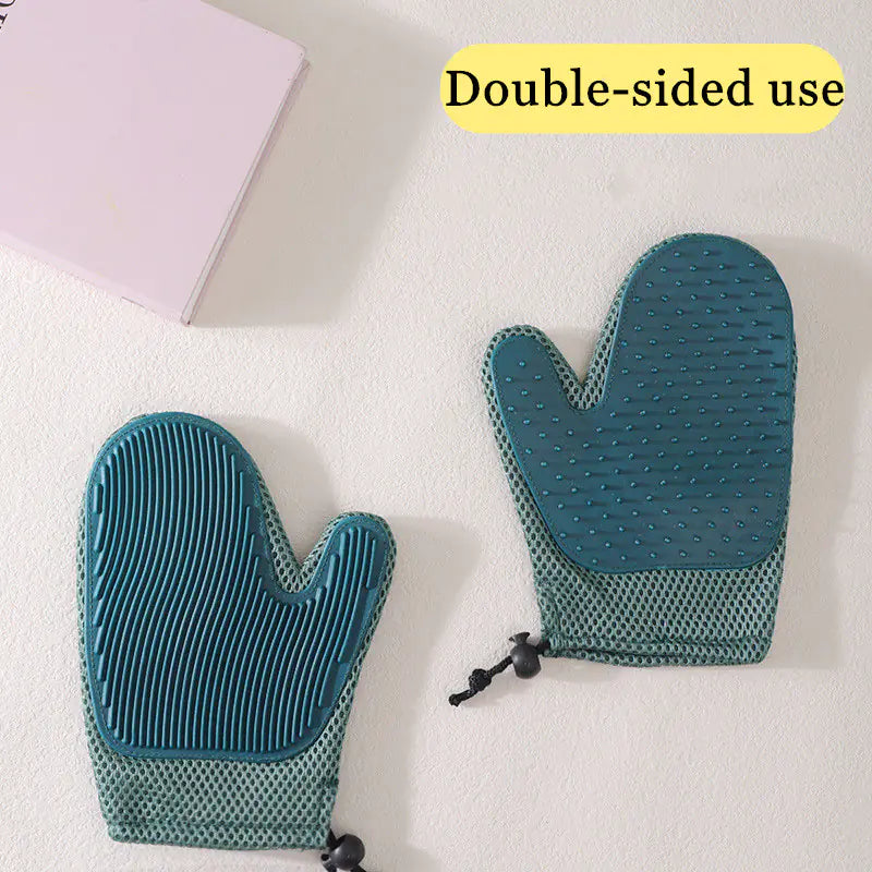 Luvas de silicone para massagem e escovas para remoção de pelos de animais