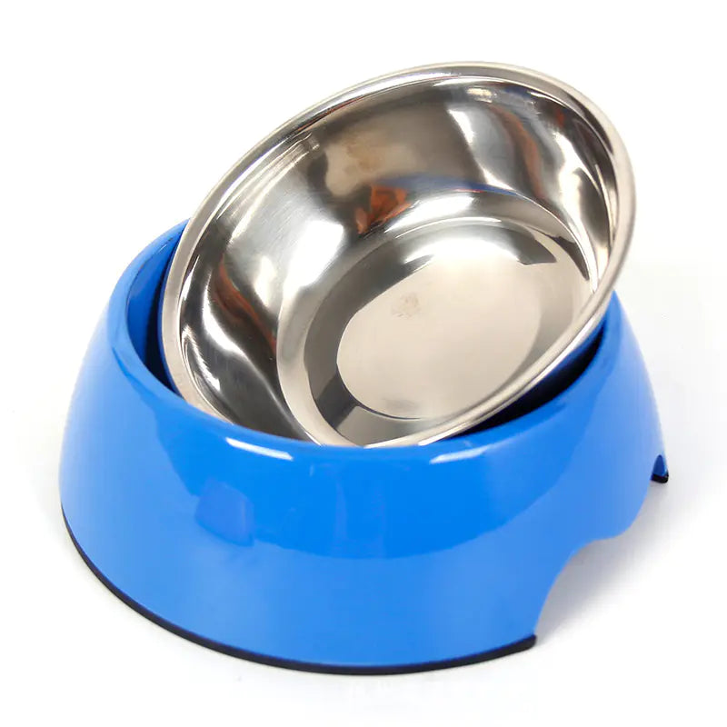 Tigela antiderrapante de aço inoxidável de dupla utilização para animais de estimação