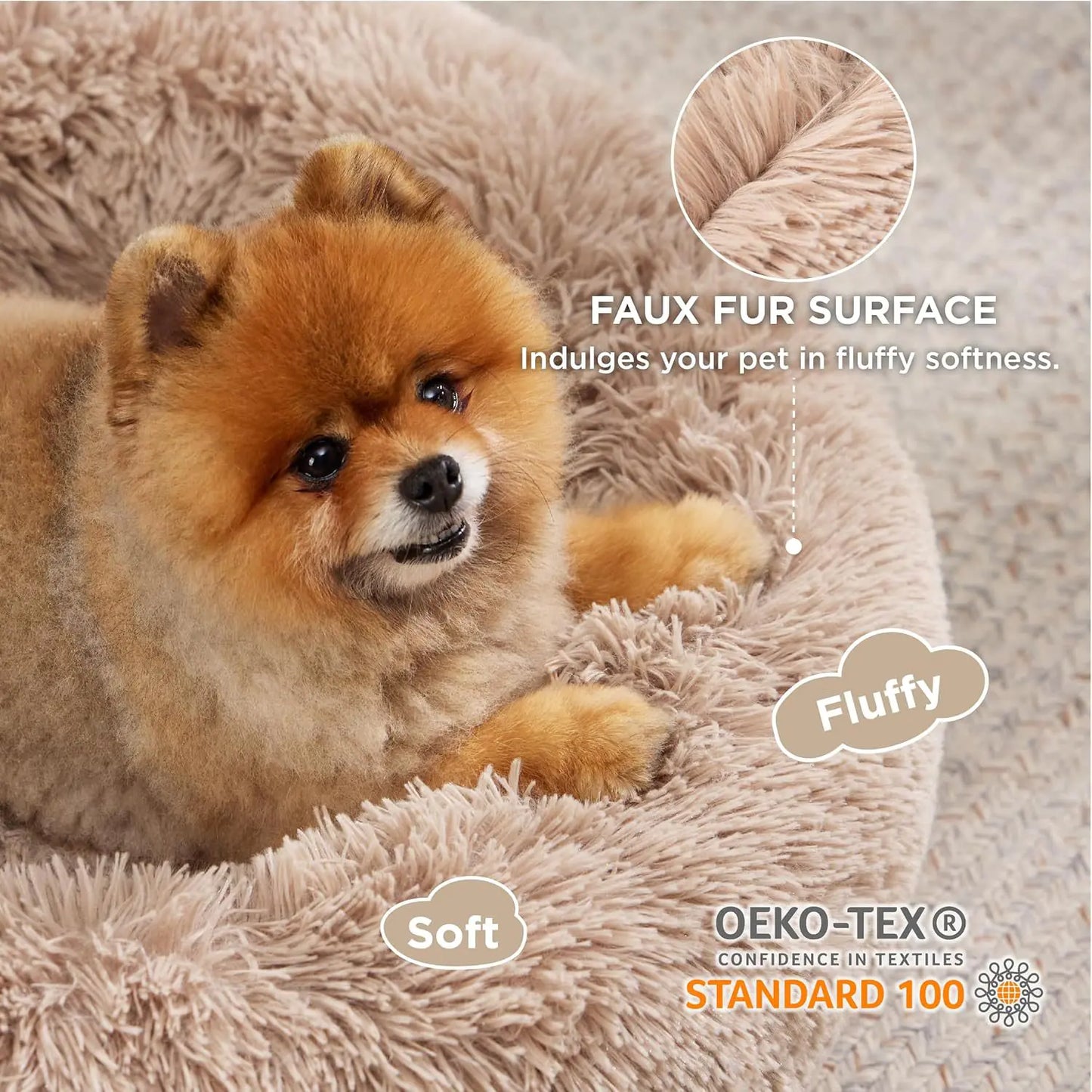Fluffy Non-Slip Round Pet Bed