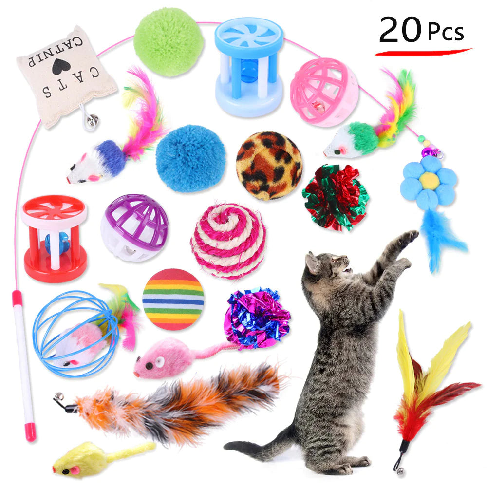 Cat Toy Combination Set with Sticks, Balls and Mice