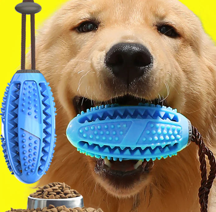 Interactive Dog Food Leakage Toy - Elastic Rubber Ball Toothbrush (Colour Variants)
