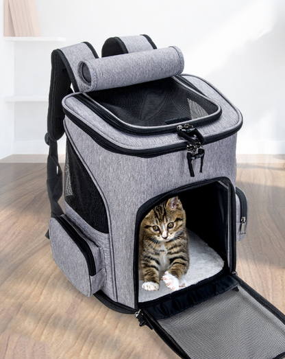 Grey Foldable Pet Backpack for Cats and Dogs