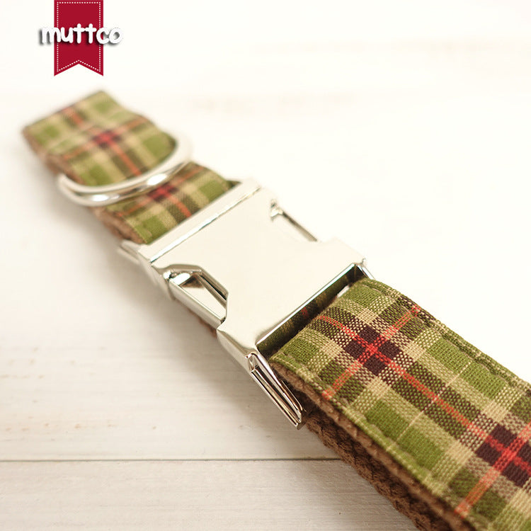 Green Plaid Bow Tie Collar and Leash Set (XS to XL)