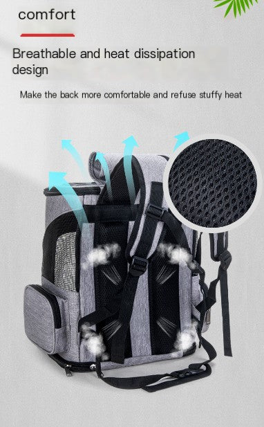 Grey Foldable Pet Backpack for Cats and Dogs