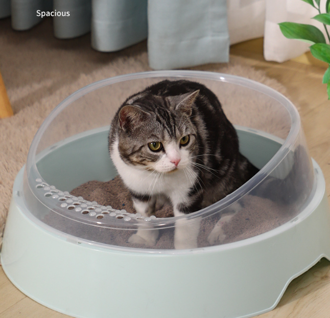Large Semi-Enclosed Cat Litter Box with Shovel (Colour Variants)