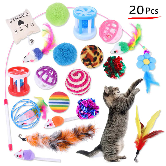 Cat Toy Combination Set with Sticks, Balls and Mice