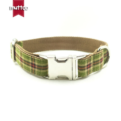 Green Plaid Bow Tie Collar and Leash Set (XS to XL)