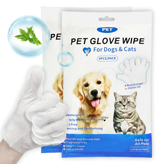 YUVEXAHOO Extra Thick Pet Wipe Gloves (6 Pieces)