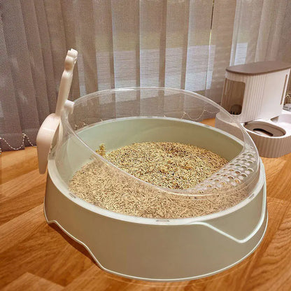 Large Semi-Enclosed Cat Litter Box with Shovel (Colour Variants)