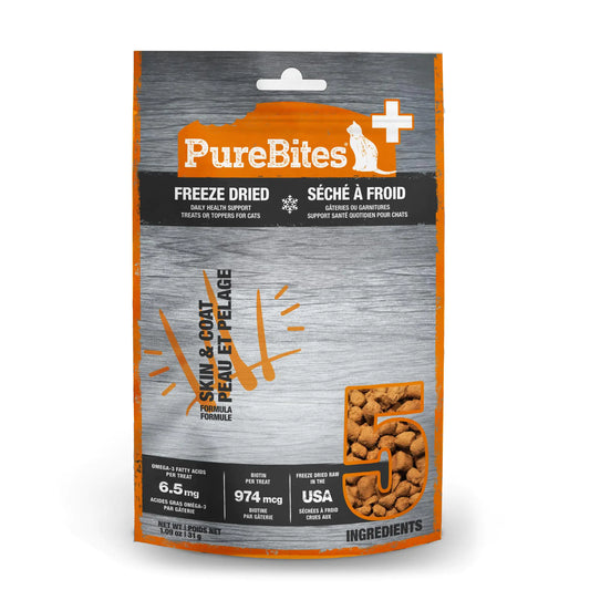 PureBites+ Freeze Dried Cat Treat 31g | Skin & Coat | 5 Ingredients | Made in USA