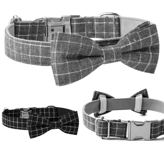 British Style Plaid Dog Collar with Alloy Socket (Size Variants)
