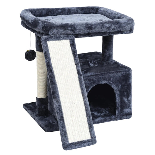 Small Cat Tree for Indoor Cats with Scratching Post, Board and Perch (18" Tall)
