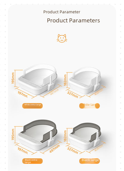 Large Semi-Enclosed Cat Litter Box for Pets