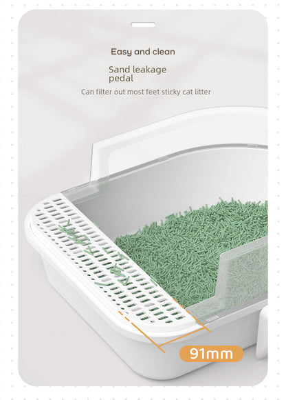 Large Semi-Enclosed Cat Litter Box for Pets