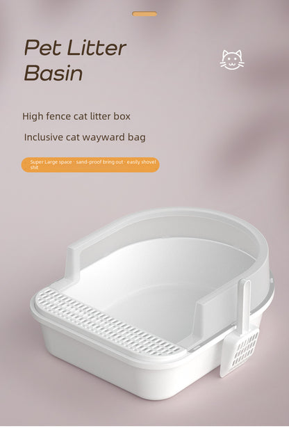 Large Semi-Enclosed Cat Litter Box for Pets