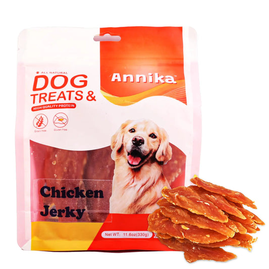 Annika Dog TreatsChicken Jerky for Dogs Made with 100% Real Chicken Breast Healthy Easily Digestible Long-Lasting High Protein Dog Treat 11.6 OZ