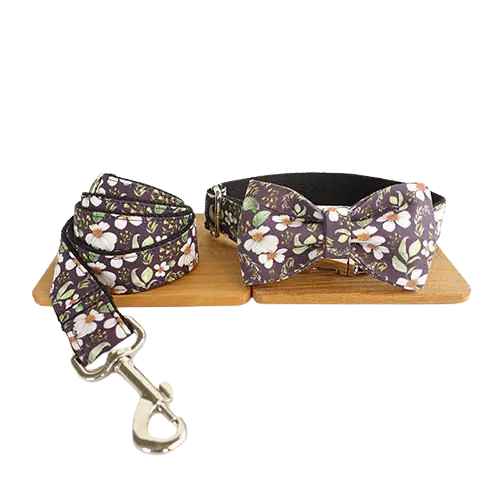 Elegant Floral Pet Collar Bow and Rope Set for Dogs