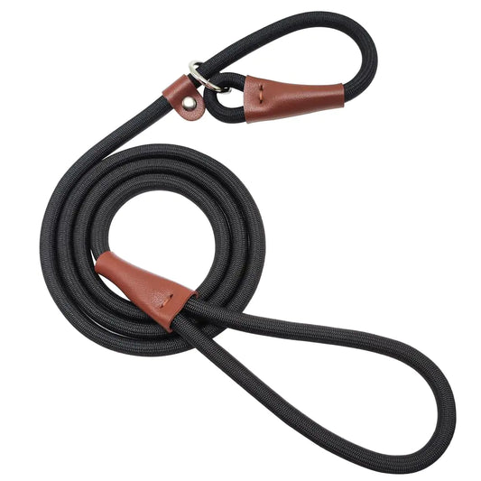 Training Leash No Pull Nylon Rope Slip Lead for Medium Large Dogs (1/2" X 5 Black)