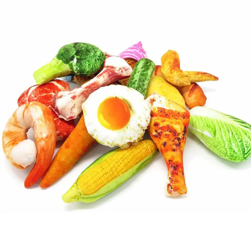 Plush Pet Toy - Realistic Vegetables and Drumsticks for Dogs and Cats
