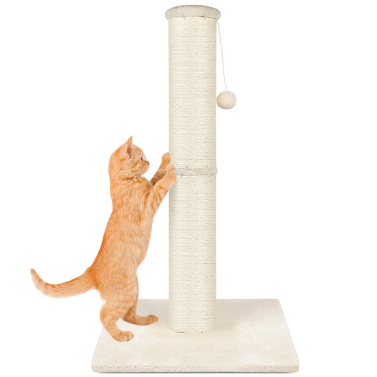 SOCATER Mid Nature Sisal Cat Scratch Post for Indoor Cats (33" Tall)