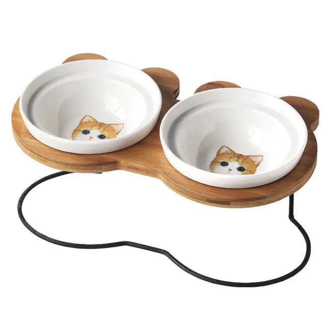 Suporte de tigela de proteção para a coluna para comida e água de gato