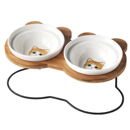 Suporte de tigela de proteção para a coluna para comida e água de gato