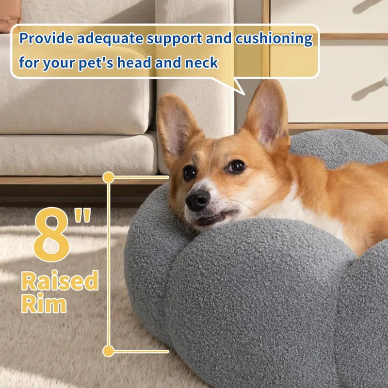 Calming Fluffy Flower Indoor Pet Bed (Colour Variants)