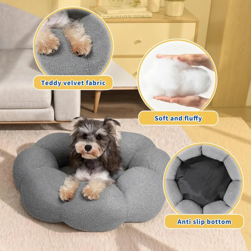 Calming Fluffy Flower Indoor Pet Bed (Colour Variants)