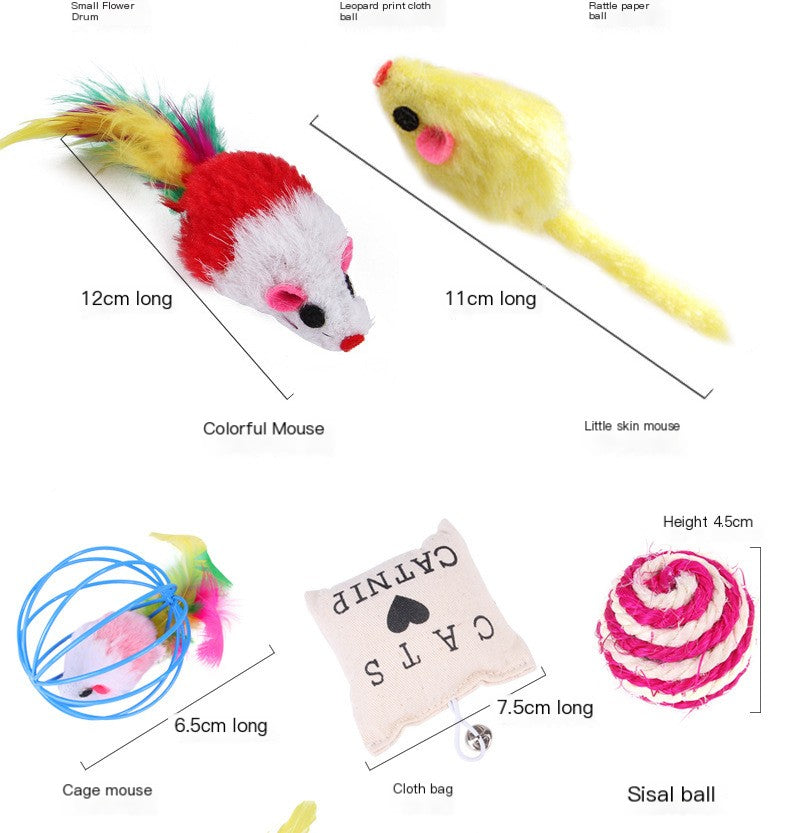 Cat Toy Combination Set with Sticks, Balls and Mice